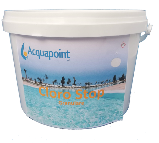 Cloro Stop granulare, conf.ne 5 Kg: Riduttore di cloro, idoneo a rendere balneabile la piscina anche subito dopo trattamenti shock.