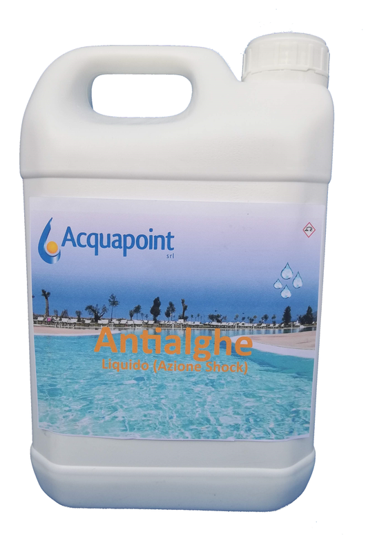 Antialghe Shock: alga Stop liquido conf.ne 5 Kg; prodotto alghistatico non schiumogeno per trattamenti shock.