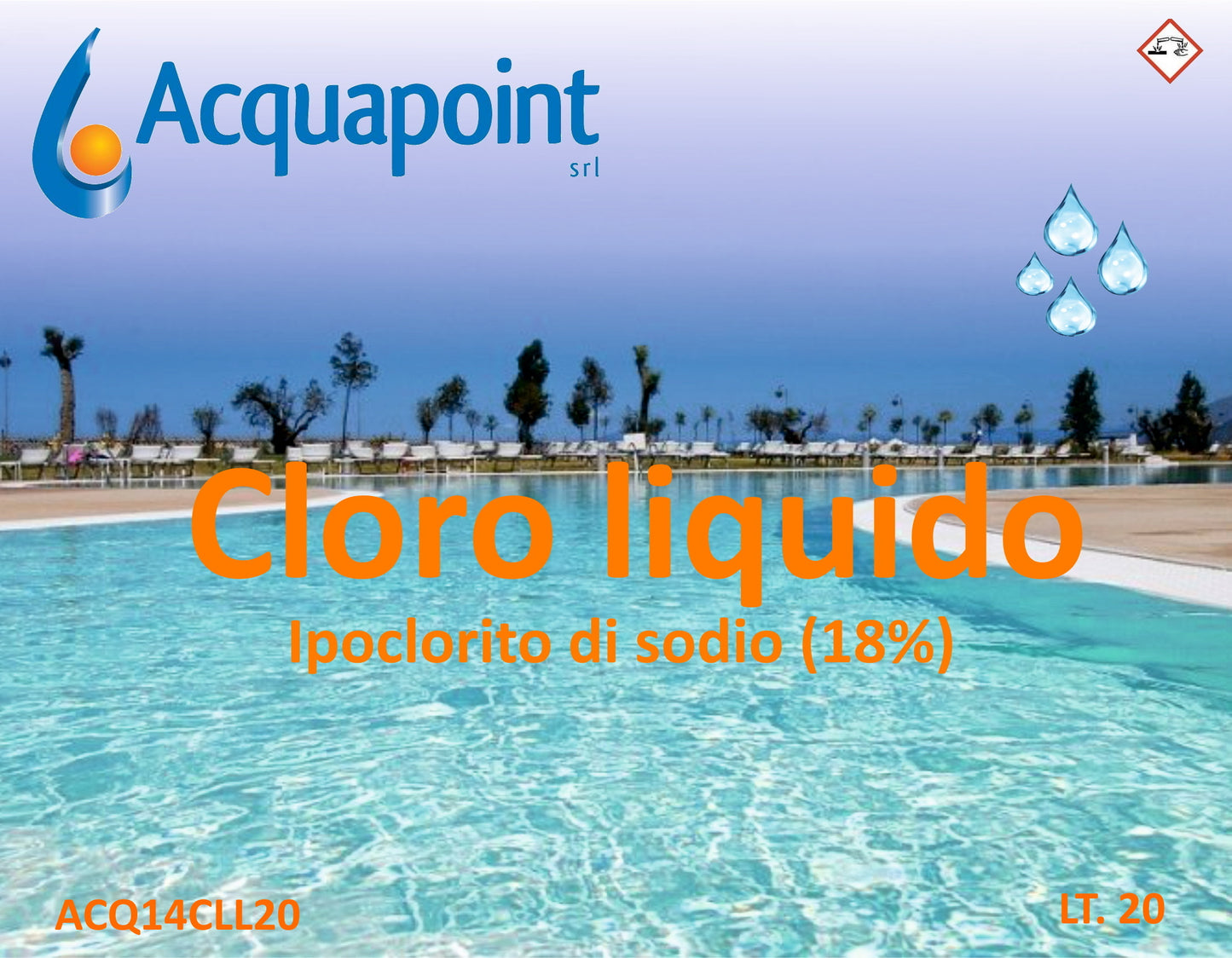 Cloro liquido (Ipoclorito di sodio) conf.ne tanica 20Lt / 25 Kg